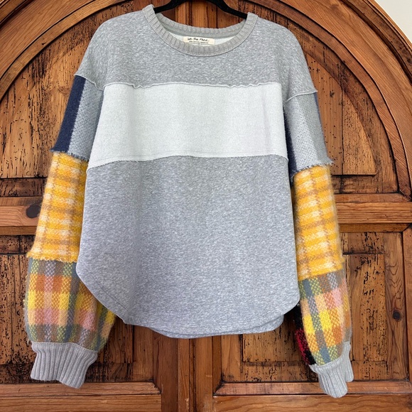 Free People We the Free Easy on me Pullover Sweater Top plaid Long sleeve - Picture 5 of 11